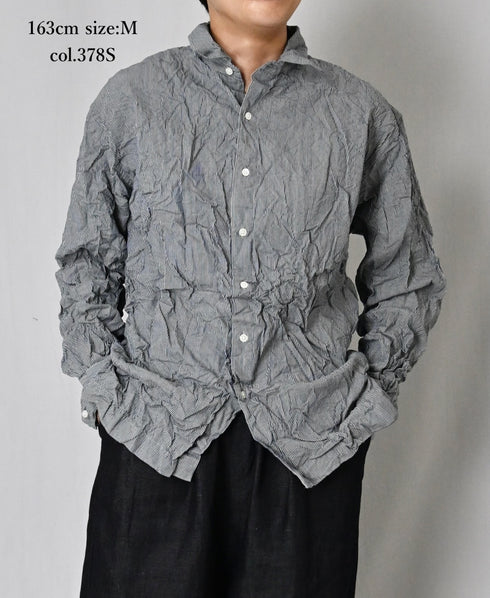 NVL2683SCW POPLIN STRIPE & CHECK WRINKLE REGULAR COLLAR L/SL SHIRTS