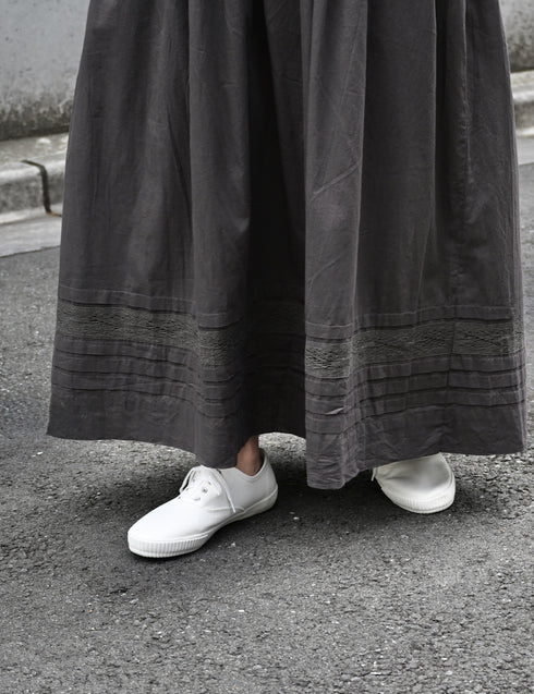 NSL26093 80s COTTON VOILE LACE GATHERED SKIRT