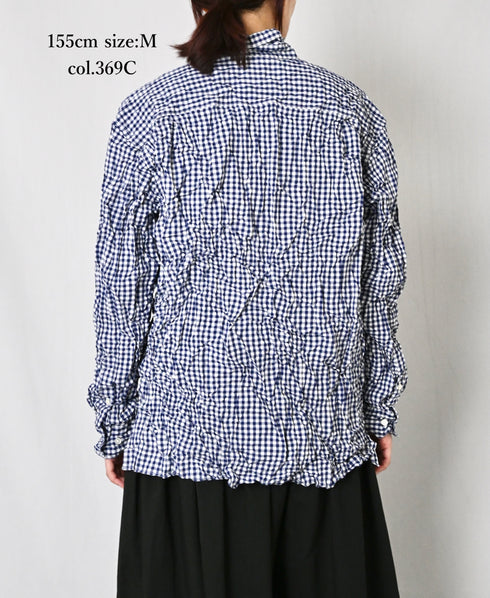 NVL2683SCW POPLIN STRIPE & CHECK WRINKLE REGULAR COLLAR L/SL SHIRTS