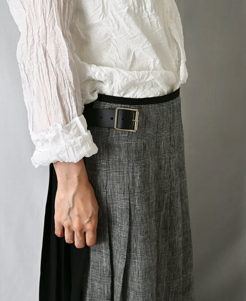 NOD2501PW ILISH LINEN LOW WAIST PLEATS WRAP SKIRT LENGTH 80cm