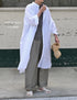 NSL26024 80s COTTON VOILE PLAIN BANDED COLLAR GATHERED SHIRT DRESS