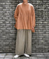 NMDS26511D 80s ORGANIC VOILE STRIPE (OVERDYE) CREW-NECK 3/4 SL SHIRT WITH MINI PINTUCK