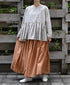 INMDS26121 POWER LOOM COTTON VOILE ARABESQUE HAND SCREEN PRINT RAJASTHAN TUCK GATHERED 3/4SL PULLOVER