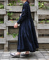 NMDS26514D 80s ORGANIC VOILE STRIPE (OVERDYE) BANDED SHIRT DRESS WITH MINI PINTUCK