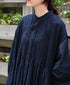 NMDS26514D 80s ORGANIC VOILE STRIPE (OVERDYE) BANDED SHIRT DRESS WITH MINI PINTUCK