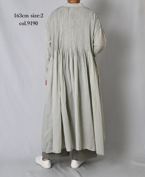 NMDS26514D 80s ORGANIC VOILE STRIPE (OVERDYE) BANDED SHIRT DRESS WITH MINI PINTUCK