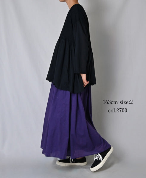 NMDS26245 80s ORGANIC COTTON VOILE MINI PINTUCK FLARED SKIRT