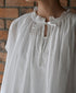 NSL26092 80s COTTON VOILE LACE LACE&STRING COLLAR GATHERED SHIRT