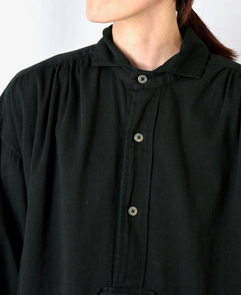 INAM2663TD 30s COTTON TWILL OVERDYE WORK GATHER LONG SHIRT