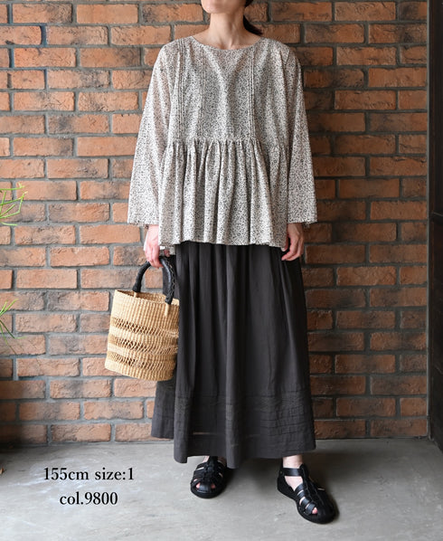 NSL26093 80s COTTON VOILE LACE GATHERED SKIRT