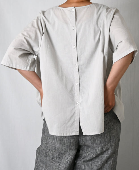 NSL26006 60s CAMBRIC PLAIN BACK OPENING SMOCK