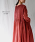 NMDS26604D ORGANIC MICRO CHK&VOILE PLAIN PATCHWORK OVERDYE CREW-NECK BUTTON SHIRT MAXI DRESS WITH PINTUCK