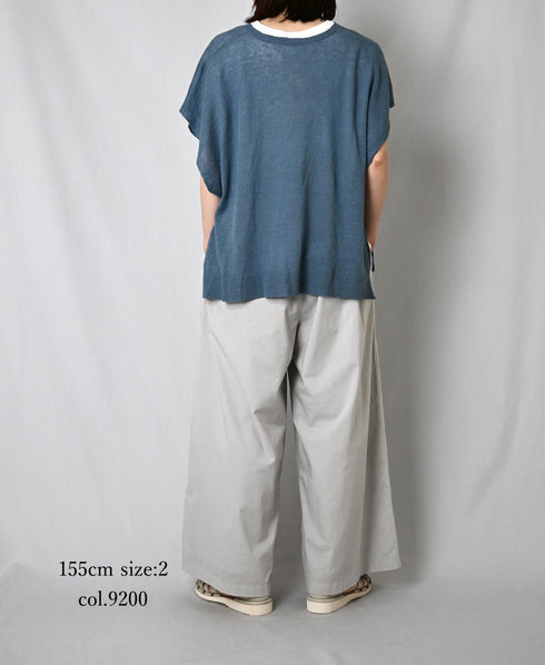 NSL26008 60s CAMBRIC PLAIN WIDE EASY PANTS