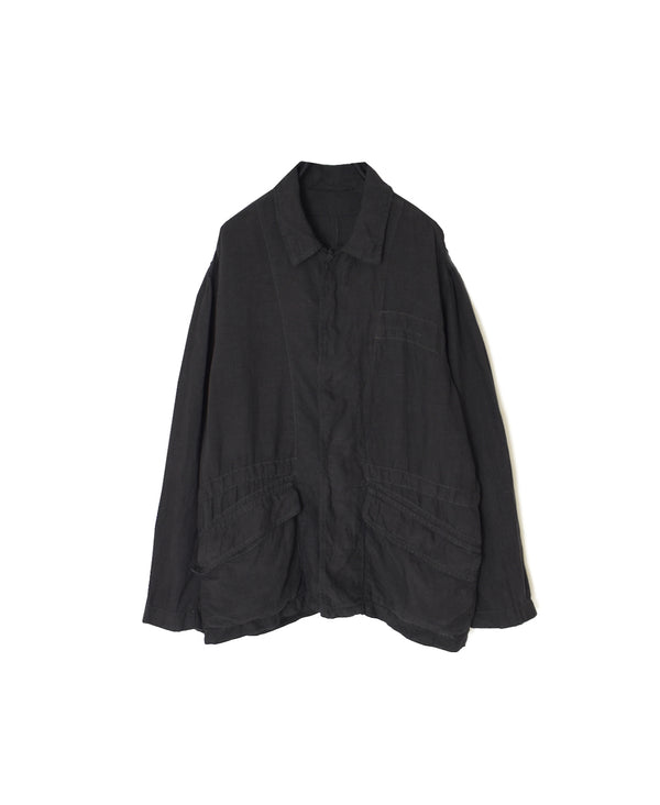 IMDSH2601LPD 60s AUTO LOOM LINEN PLAIN OVERDYE FLY FRONT JACKET