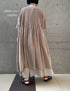 NMDS26504D 80s ORGANIC DOBIE CHECK OVERDYE CREW-NECK BUTTON SHIRT MAXI DRESS WITH PINTUCK