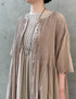 NMDS26504D 80s ORGANIC DOBIE CHECK OVERDYE CREW-NECK BUTTON SHIRT MAXI DRESS WITH PINTUCK