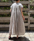 INMDS26122 POWER LOOM COTTON VOILE ARABESQUE HAND SCREEN PRINT INVERTED PLEAT FRENCH/SL DRESS