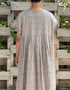 INMDS26122 POWER LOOM COTTON VOILE ARABESQUE HAND SCREEN PRINT INVERTED PLEAT FRENCH/SL DRESS