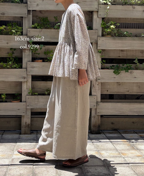 INMDS26121 POWER LOOM COTTON VOILE ARABESQUE HAND SCREEN PRINT RAJASTHAN TUCK GATHERED 3/4SL PULLOVER