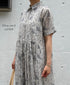 NSL26063 80s VOILE LEAF & FLOWER PRINT REGULAR COLLAR S/SL DRESS