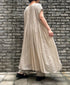 NMDS26513D 80s ORGANIC VOILE STRIPE (OVERDYE) CREW-NECK F/SL DRESS WITH PINTUCK