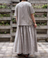 INMDS26123 POWER LOOM COTTON VOILE ARABESQUE HAND SCREEN PRINT FLARED SKIRT WITH PINTUCK