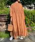 NMDS26514D 80s ORGANIC VOILE STRIPE (OVERDYE) BANDED SHIRT DRESS WITH MINI PINTUCK