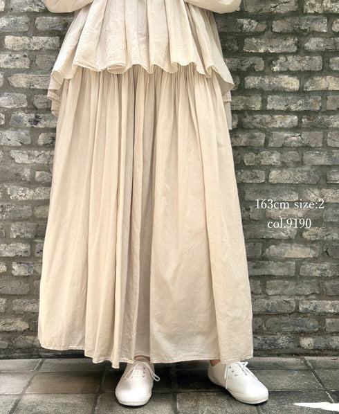 NMDS26515D 80s ORGANIC VOILE STRIPE (OVERDYE) MINI PINTUCK FLARED SKIRT