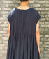 NMDS26513D 80s ORGANIC VOILE STRIPE (OVERDYE) CREW-NECK F/SL DRESS WITH PINTUCK