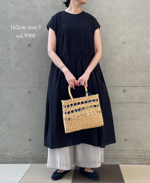 NMDS26523 60s ORGANIC CAMBRIC WITH EMB FRENCH/SL BACK OPENING DRESS