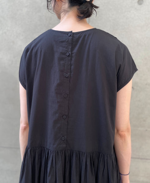 NMDS26523 60s ORGANIC CAMBRIC WITH EMB FRENCH/SL BACK OPENING DRESS