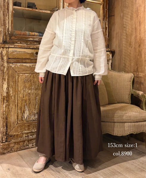 INMDS26705 TWILL COTTON KHADI PLAIN GATHERED SKIRT