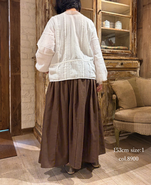 INMDS26705 TWILL COTTON KHADI PLAIN GATHERED SKIRT