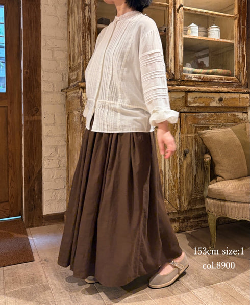 INMDS26705 TWILL COTTON KHADI PLAIN GATHERED SKIRT