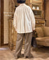 INMDS26702 TWILL COTTON KHADI PLAIN FRILL COLLAR SHIRTS WITH MINI PINTUCK