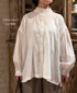 INMDS26702 TWILL COTTON KHADI PLAIN FRILL COLLAR SHIRTS WITH MINI PINTUCK