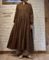 INMDS26704 TWILL COTTON KHADI PLAIN LACE COLLAR DRESS WITH PINTUCK