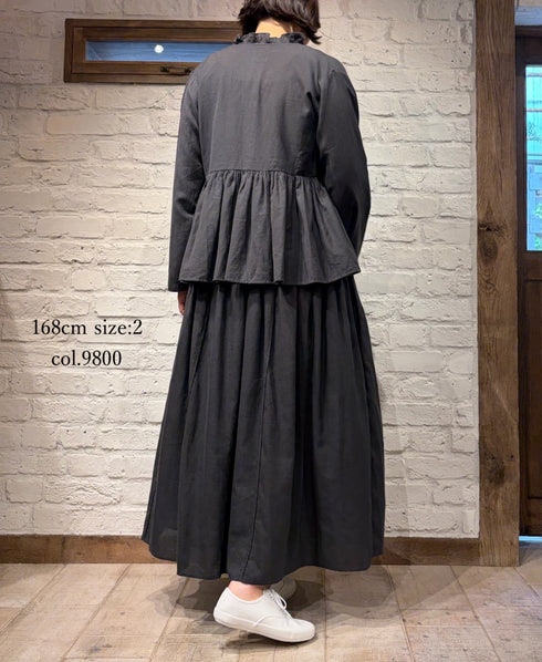 INMDS26705 TWILL COTTON KHADI PLAIN GATHERED SKIRT
