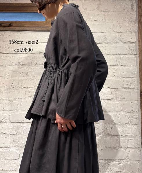 INMDS26701 TWILL COTTON KHADI PLAIN FRILL CACHE COEUR