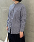 NVL2681SCW POPLIN STRIPE & CHECK WRINKLE BANDED COLLAR L/SL OVERSIZED SHIRTS