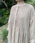 NMDS26604D ORGANIC MICRO CHK&VOILE PLAIN PATCHWORK OVERDYE CREW-NECK BUTTON SHIRT MAXI DRESS WITH PINTUCK