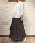NMDS26545 80s ORGANIC VOILE GENTIANA BLOCK PRINT RAJASTHAN GATHERED SKIRT WITH LINING