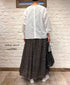 NMDS26545 80s ORGANIC VOILE GENTIANA BLOCK PRINT RAJASTHAN GATHERED SKIRT WITH LINING