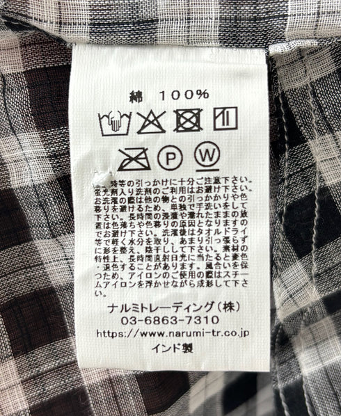 NSL26103 FANCY GINGHAM CHECK BANDED COLLAR GATHER SHIRT DRESS