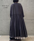 INMDS26704 TWILL COTTON KHADI PLAIN LACE COLLAR DRESS WITH PINTUCK