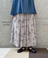 NSL26065 80s VOILE LEAF & FLOWER PRINT GATHERED SKIRT
