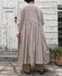 NMDS26504D 80s ORGANIC DOBIE CHECK OVERDYE CREW-NECK BUTTON SHIRT MAXI DRESS WITH PINTUCK
