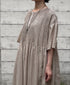 NMDS26504D 80s ORGANIC DOBIE CHECK OVERDYE CREW-NECK BUTTON SHIRT MAXI DRESS WITH PINTUCK