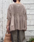NMDS26501D 80s ORGANIC DOBIE CHECK OVERDYE CREW-NECK BUTTON SHIRT WITH PINTUCK
