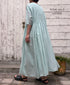 NMDS26504D 80s ORGANIC DOBIE CHECK OVERDYE CREW-NECK BUTTON SHIRT MAXI DRESS WITH PINTUCK